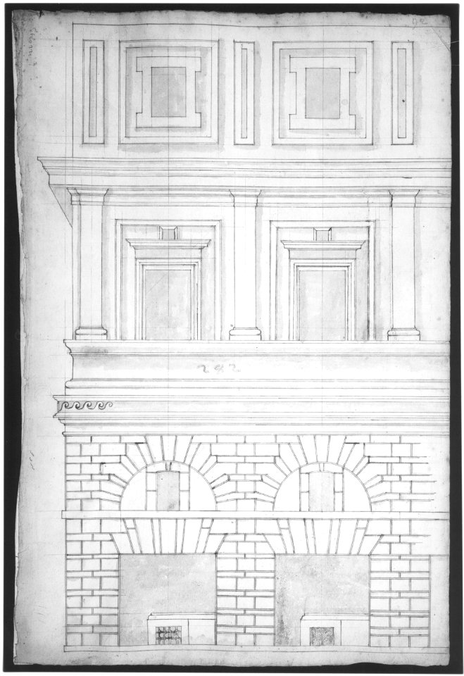 Palazzo Alberini-Cicciaporci, half elevation (recto) blank (verso) MET sf49 92 82r-MM31585