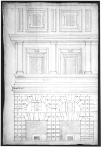 Palazzo Alberini-Cicciaporci, half elevation (recto) blank (verso) MET sf49 92 82r-MM31585