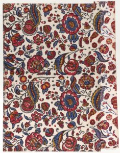 Paste paper with overall pattern of red, blue, and yellow flowers Met DP887140