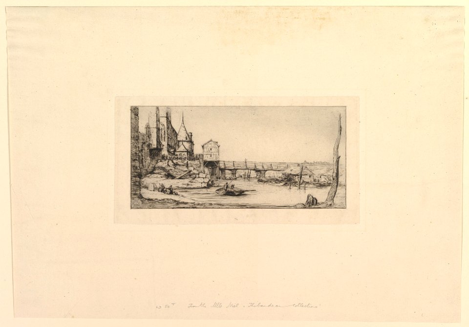 Passerelle du Pont-au-Change, après l'incendie de 1621 (The Footbridge temporarily replacing the Pont-au-Change, Paris, after the fire of 1621, after Della Bella) MET DP819606