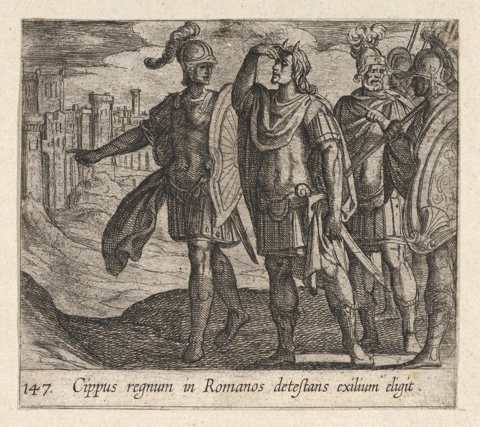 Plate 147- Cipus with his Horns (Cippus regnum in Romanos detestans exilium eligit), from Ovid's 'Metamorphoses' MET DP864238