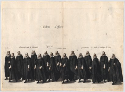 Plate 14- Valets marching in the funeral procession of Archduke Albert of Austria; from 'Pompa Funebris ... Alberti Pii' MET DP874746
