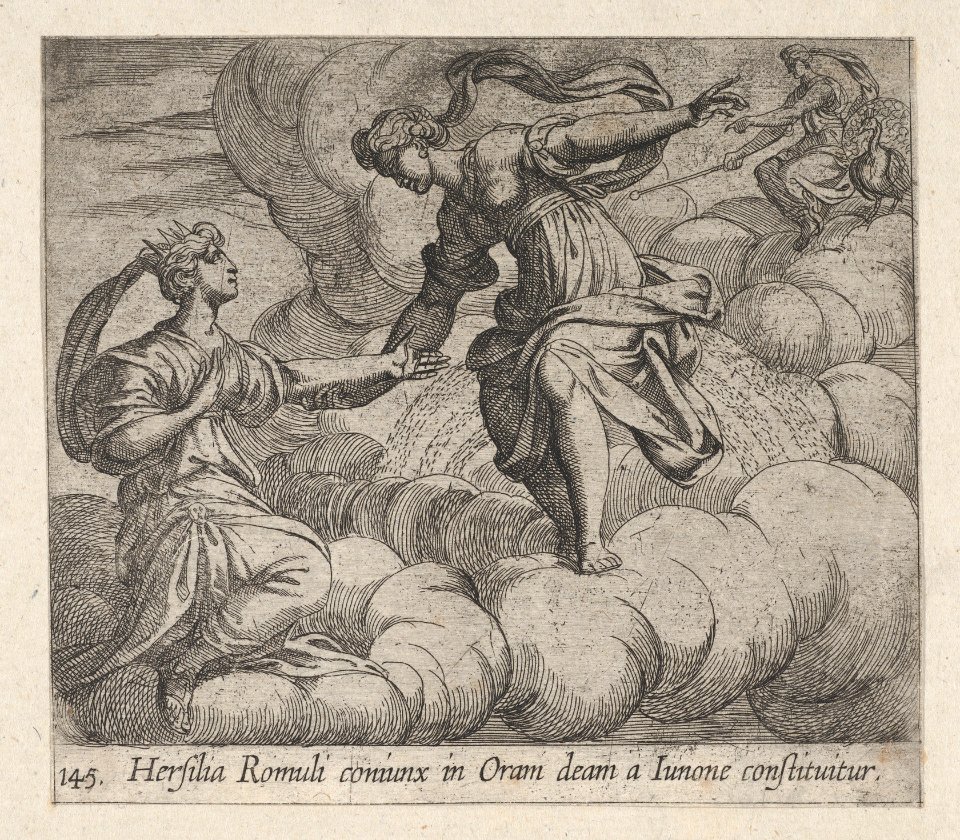 Plate 145- Hersilia Taken to the Heavens (Hersilia Romuli coniunx in Oram deam a Iunone constituitur), from Ovid's 'Metamorphoses' MET DP864236