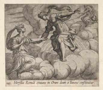 Plate 145- Hersilia Taken to the Heavens (Hersilia Romuli coniunx in Oram deam a Iunone constituitur), from Ovid's 'Metamorphoses' MET DP864236