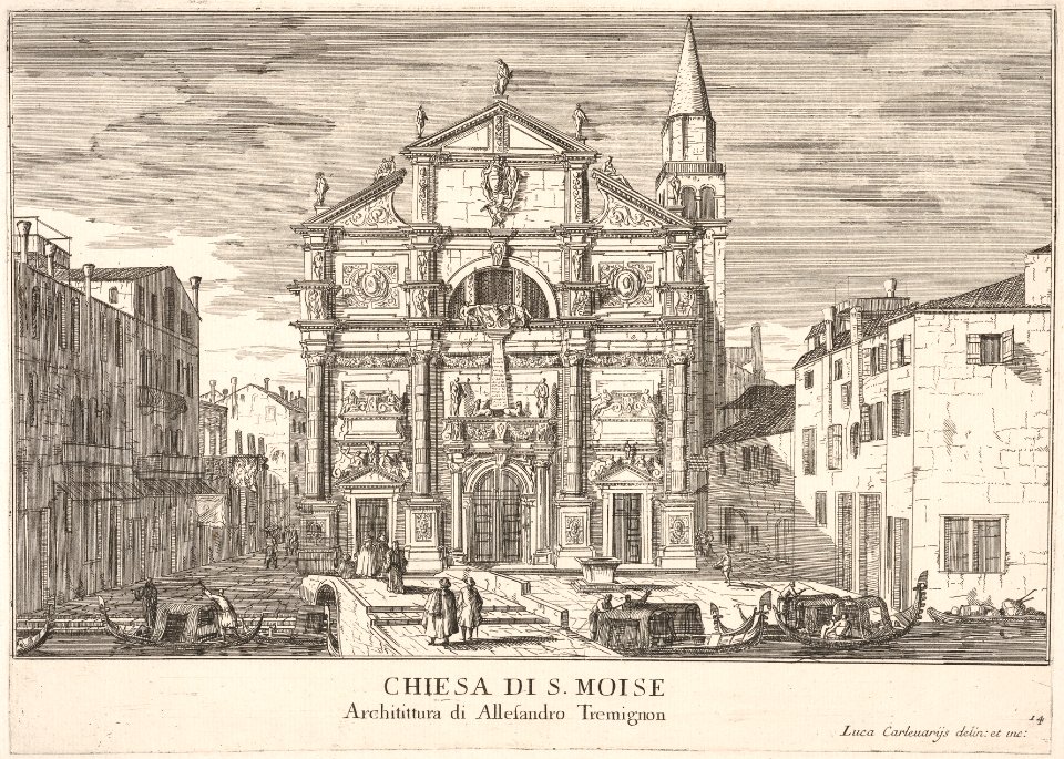 Plate 14- View of the facade of St. Moses church, Venice, 1703, from the series 'The buildings and views of Venice' (Le fabriche e vedute di Venezia) MET DP832215