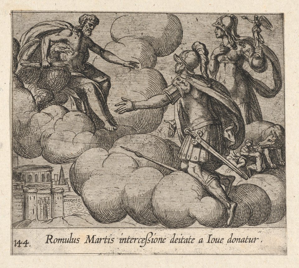 Plate 144- The Immortalization of Romulus (Romulus Martis interceßione deitate a Ioue domatur), from Ovid's 'Metamorphoses' MET DP864235