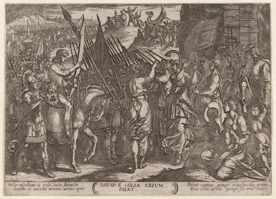 Plate 17- David Returning in Triumph with the Head of Goliath, from 'The Battles of the Old Testament' MET DP863700
