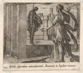 Plate 143- Anaxarete Seeing the Dead Iphis (Iphidis suspendium animaduertens Anaxarete in lapidem mutatur), from Ovid's 'Metamorphoses' MET DP864234