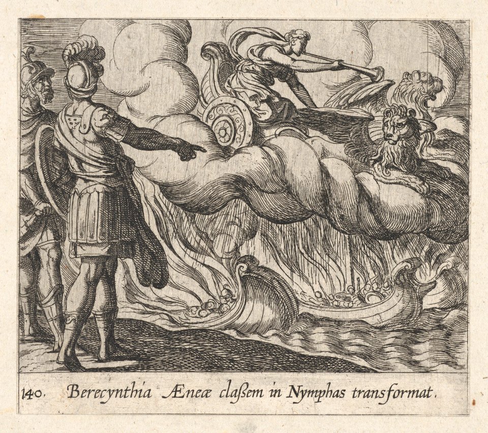 Plate 140- The Trojan Ships Changed into Nymphs (Berecynthia AEneae classem in Nymphas transformat), from Ovid's 'Metamorphoses' MET DP864231