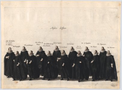 Plate 18- Aides marching in the funeral procession of Archduke Albert of Austria; from 'Pompa Funebris ... Alberti Pii' MET DP874766