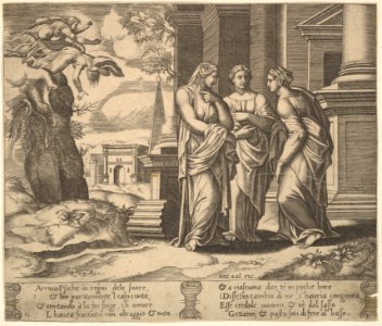 Plate 15- Psyche relating her misfortunes to her sisters, from The Fable of Psyche MET DP824483