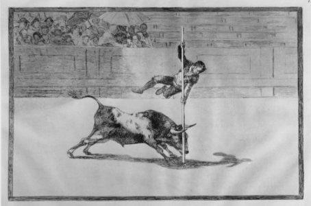 Plate 20 from the 'Tauromaquia'-The agility and audacity of Juanito Apiñani in -the ring- at Madrid. MET MM27763