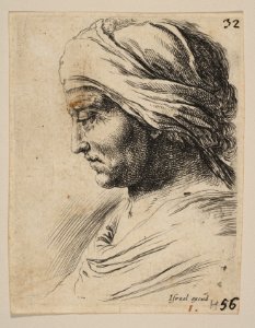 Plate 16- head of an old man in profile with a cloth tied around his head, from 'The Book for Learning to Draw' (Livre pour apprendre à dessiner) MET DP817849