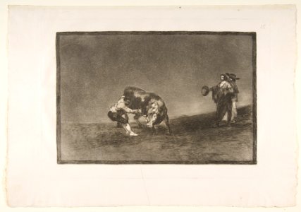 Plate 16 of the 'Tauromaquia'- The same man throws a bull in the ring at Madrid. MET DP817781