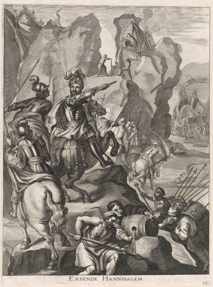 Plate 15- Ferdinand as Hannibal crossing the Alps; from Guillielmus Becanus's 'Serenissimi Principis Ferdinandi, Hispaniarum Infantis...' MET DP874808