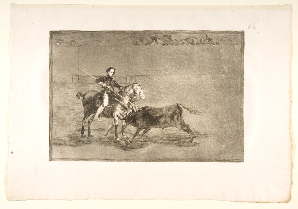 Plate 22 from the 'Tauromaquia'-Manly courage of the celebrated Panjuelera in -the ring- at Saragosa. MET DP817786