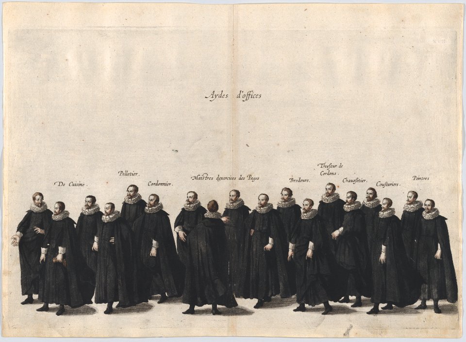 Plate 17- Aides marching in the funeral procession of Archduke Albert of Austria; from 'Pompa Funebris ... Alberti Pii' MET DP874767