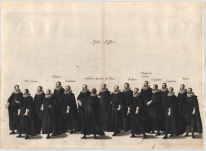 Plate 17- Aides marching in the funeral procession of Archduke Albert of Austria; from 'Pompa Funebris ... Alberti Pii' MET DP874767