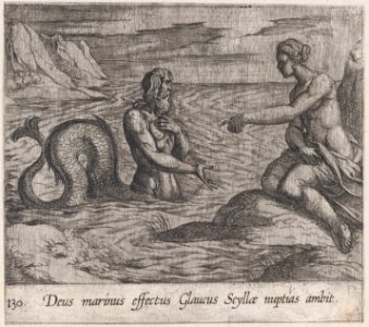 Plate 130- Scylla and Glaucus (Deus marinus effectus Glaucus Scyllae nuptias ambit), from Ovid's 'Metamorphoses' MET DP866535