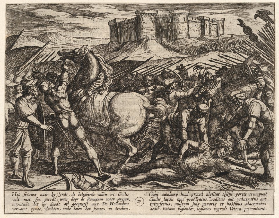 Plate 17- The Romans Misled by Civilis' Horse to Believe that He was Dead or Injured, from The War of the Romans Against the Batavians (Romanorvm et Batavorvm societas) MET DP862870