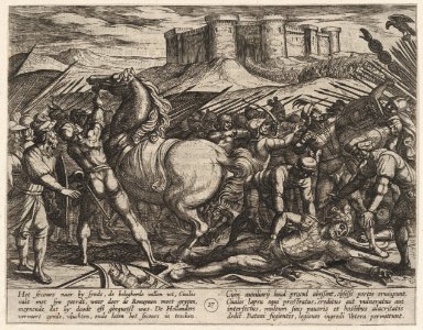 Plate 17- The Romans Misled by Civilis' Horse to Believe that He was Dead or Injured, from The War of the Romans Against the Batavians (Romanorvm et Batavorvm societas) MET DP862870