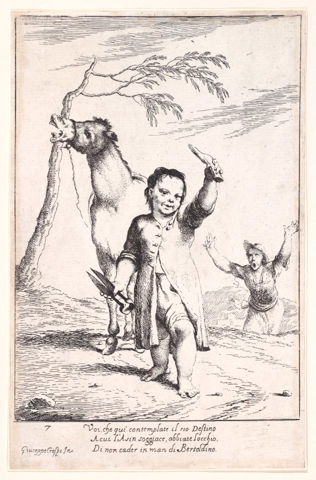 Plate 14- Bertoldino cutting off the ears of a gardener's donkey Met DP889610