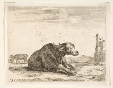 Plate 13- buffalo lying down, from 'Various animals' (Diversi animali) MET DP817749