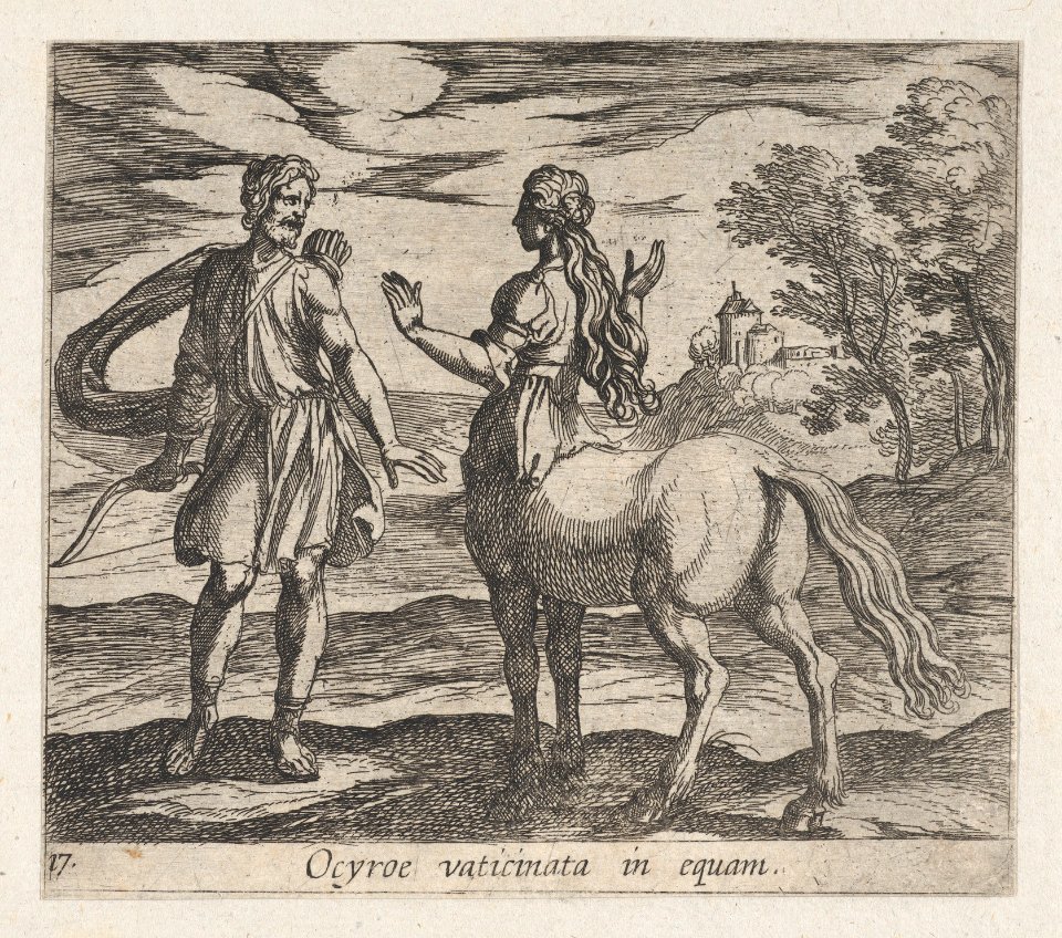 Plate 17- Ocyrhoe Changed into a Horse (Ocyroe vaticinata in equam), from Ovid's 'Metamorphoses' MET DP864246
