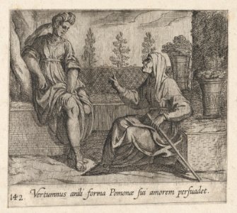 Plate 142- Pomona and Vertumnus (Vertumnus anili forma Pomonae sui amorem persuadet), from Ovid's 'Metamorphoses' MET DP864233