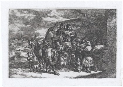 Plate 13- a group of people outdoors including possibly musicians, from the series of customs and pastimes of the Spanish people MET DP876045
