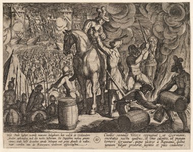 Plate 13- Attack on the Roman Fortress at Night, from The War of the Romans Against the Batavians (Romanorvm et Batavorvm societas) MET DP862864