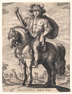 Plate 2- Emperor Augustus on Horseback, from 'The First Twelve Roman Caesars', after Tempesta MET DP857114