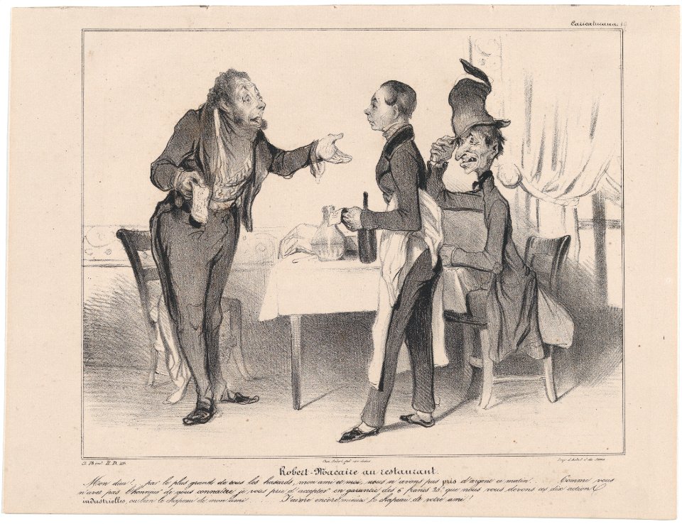 Plate 19 Robert Macaire at the restaurant, from 'Caricaturana,' published in Les Robert Macaires MET DP878101