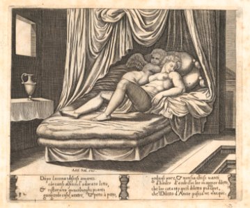 Plate 32- Cupid and Psyche in the nuptial bed, from the Story of Cupid and Psyche as told by Apuleius MET DP862838