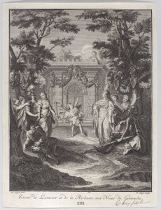 Plate 13- entrance of Love and Wealth to Gamache's wedding Met DP884604