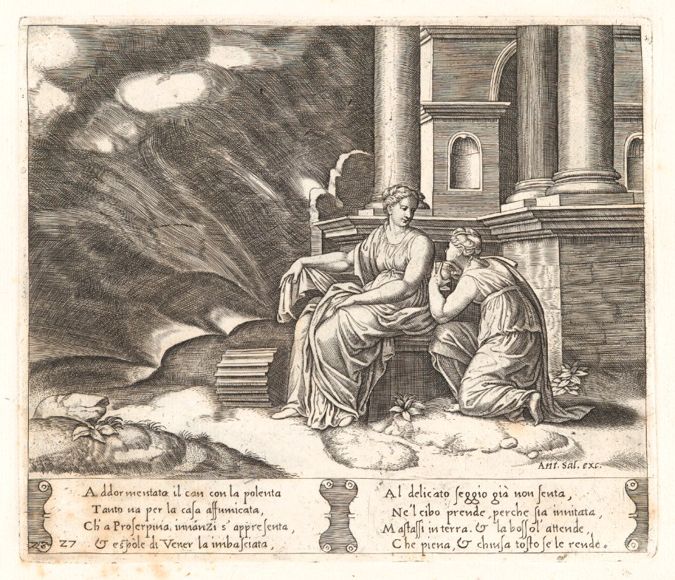 Plate 27- Proserpine give Psyche the box of beauty, from the Story of Cupid and Psyche as told by Apuleius MET DP862833