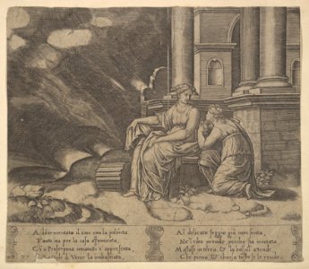 Plate 27- Proserpina gives Psyche the box of beauty, from 'The Fable of Cupid and Psyche' MET DP824481