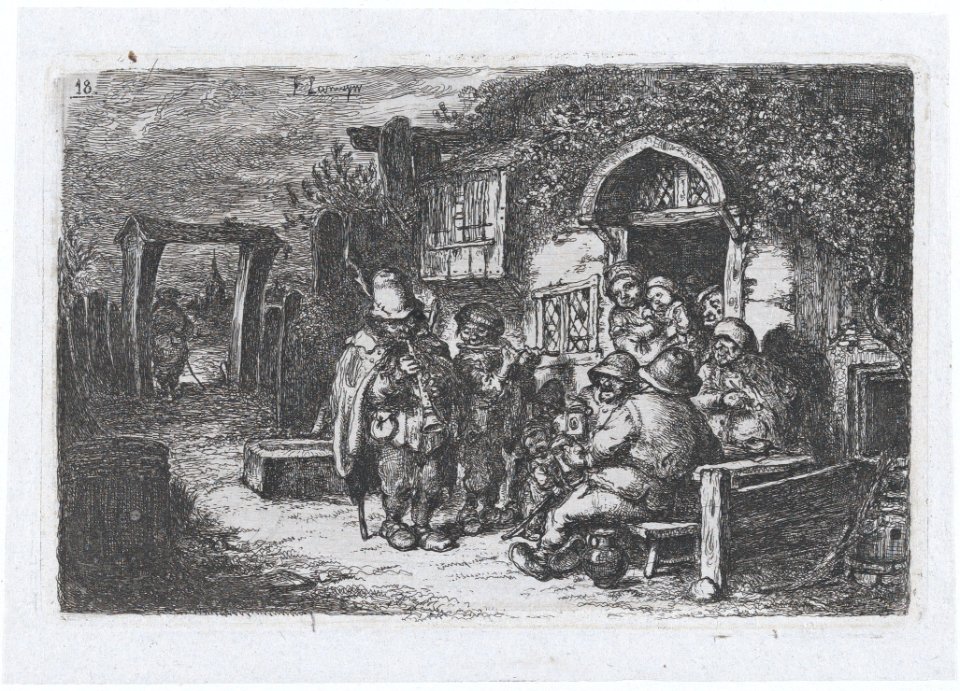 Plate 18- street musicians and other figures outisde a tavern, from the series of customs and pastimes of the Spanish people MET DP876050