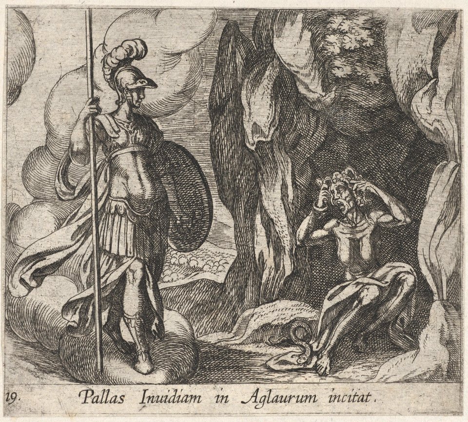 Plate 19- Minerva at Envy's Cave (Pallas Invidiam in Aglaurum incitat), from Ovid's 'Metamorphoses' MET DP864248