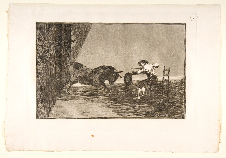 Plate 18 of the 'Tauromaquia'- The daring of Martincho in the ring at Saragossa MET DP817784
