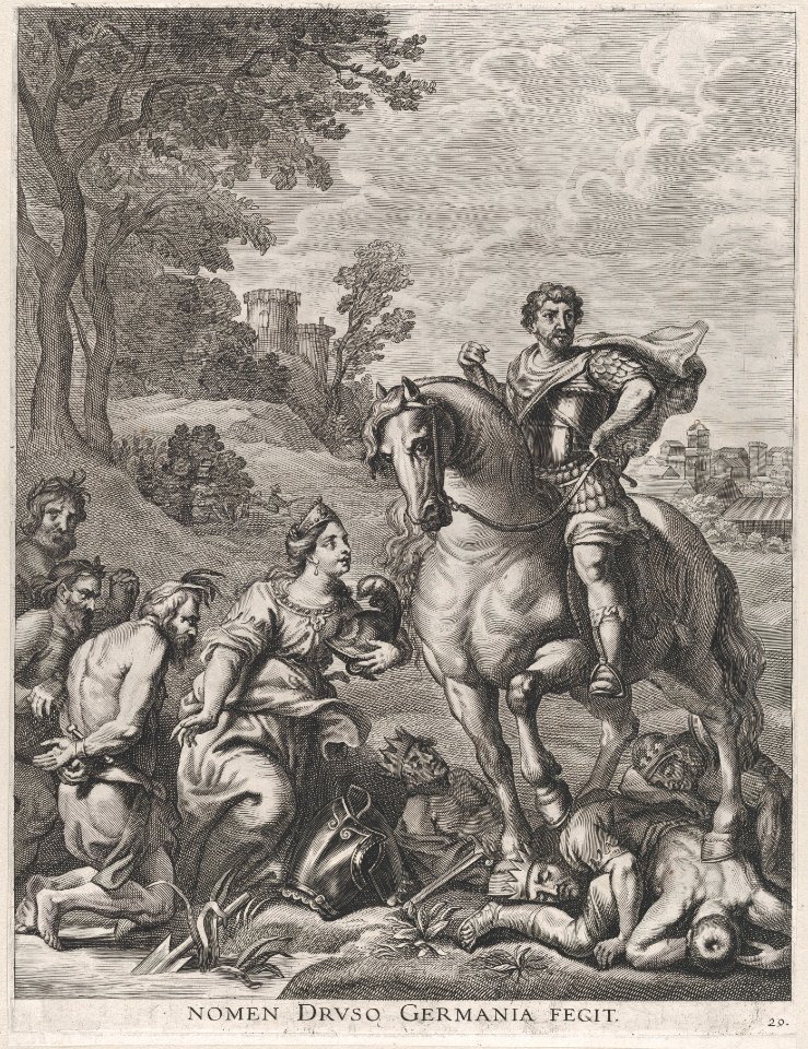 Plate 29- Germany conquered by Drusus; from Guillielmus Becanus's 'Serenissimi Principis Ferdinandi, Hispaniarum Infantis...' MET DP874798