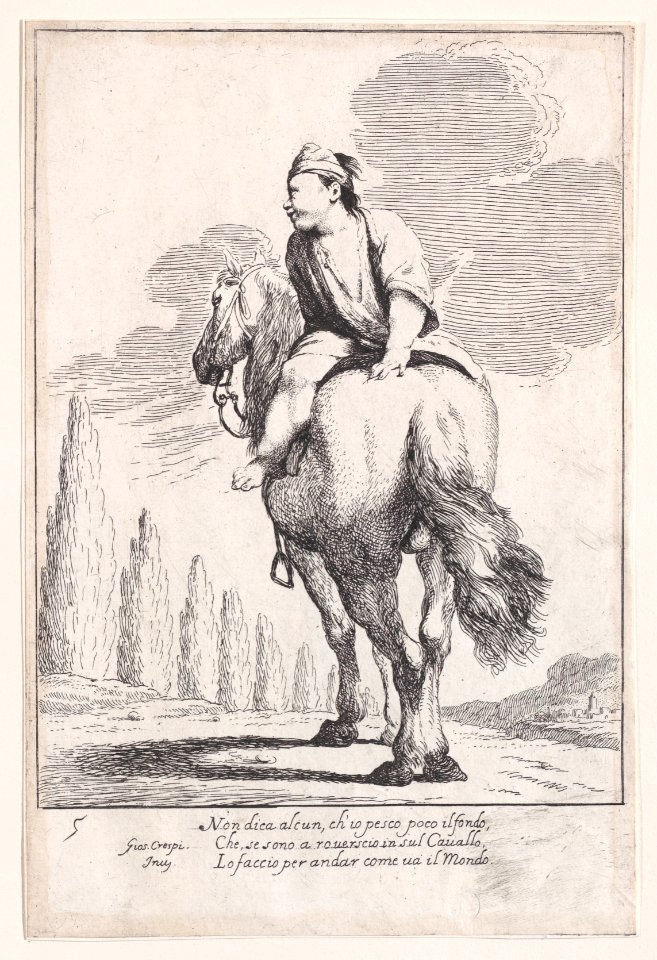Plate 19- Cacasenno riding a horse backwards Met DP889614
