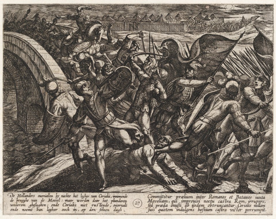 Plate 27- The Dutch During a Surprise Attack of the Roman Camp on the Moselle, from The War of the Romans Against the Batavians (Romanorvm et Batavorvm societas) MET DP863051