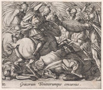 Plate 113- The Greeks Battling the Trojans (Graecorum Troianorumque concursus), from Ovid's 'Metamorphoses' MET DP866560