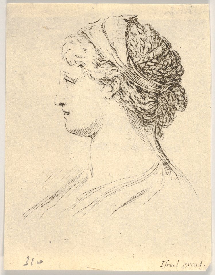Plate 3- head of a woman with braided hair, turned in profile to the right, from 'Various heads and figures' (Diverses têtes et figures) MET DP831148