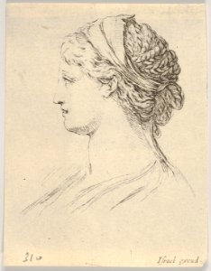 Plate 3- head of a woman with braided hair, turned in profile to the right, from 'Various heads and figures' (Diverses têtes et figures) MET DP831148
