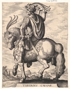 Plate 3- Emperor Tiberius on Horseback, from 'The First Twelve Roman Caesars', after Tempesta MET DP857120