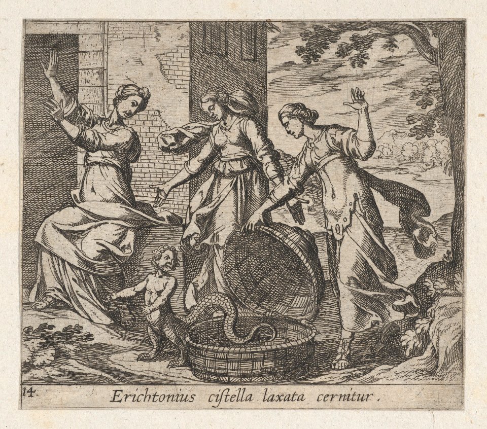 Plate 14- Erichthonius Released from his Basket (Erichtonius cistella laxata cernitur), from Ovid's 'Metamorphoses' MET DP864243