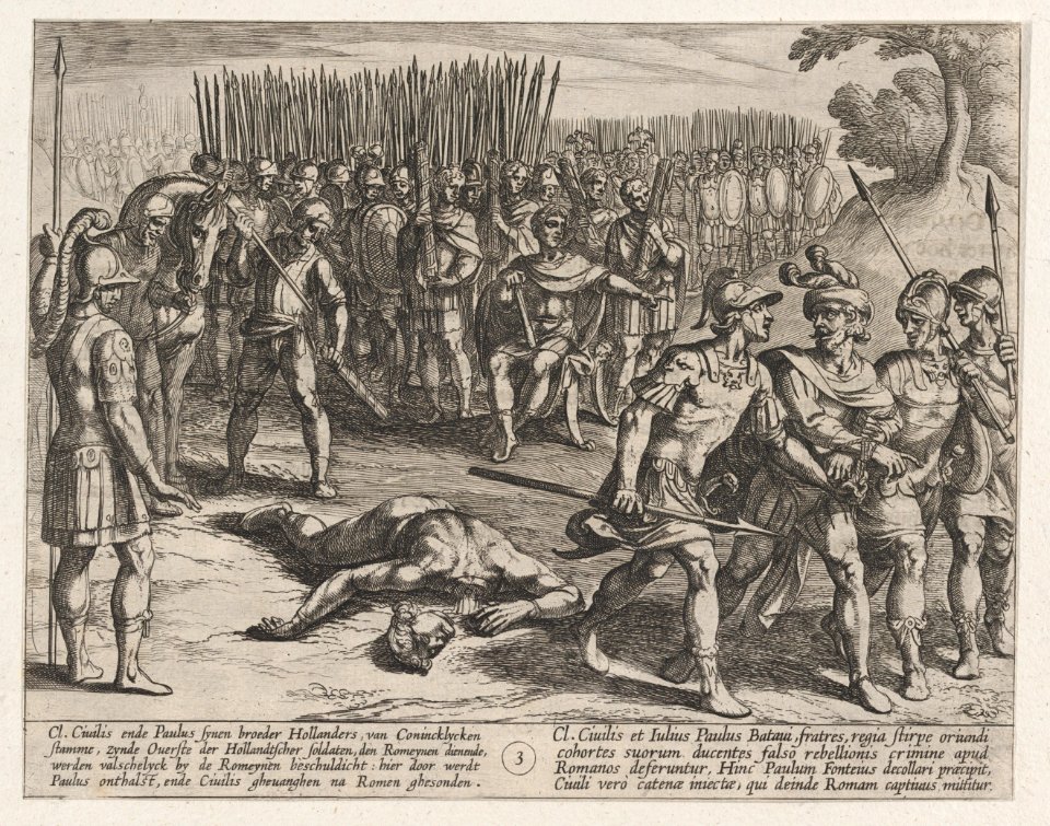 Plate 3- Claudius Civilis Arrested and his Brother Paulus Beheaded, from The War of the Romans Against the Batavians (Romanorvm et Batavorvm societas) MET DP863200