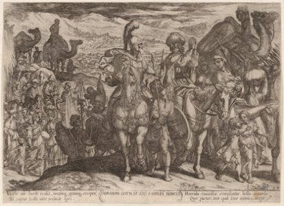 Plate 3- Abraham Taking Lot and His Family to His Own Land, from 'The Battles of the Old Testament' MET DP863711